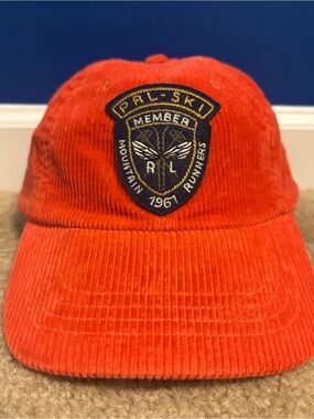 VTG Polo Ralph Lauren Ski Club Member Mountain Runners Corduroy Strapback Hat
